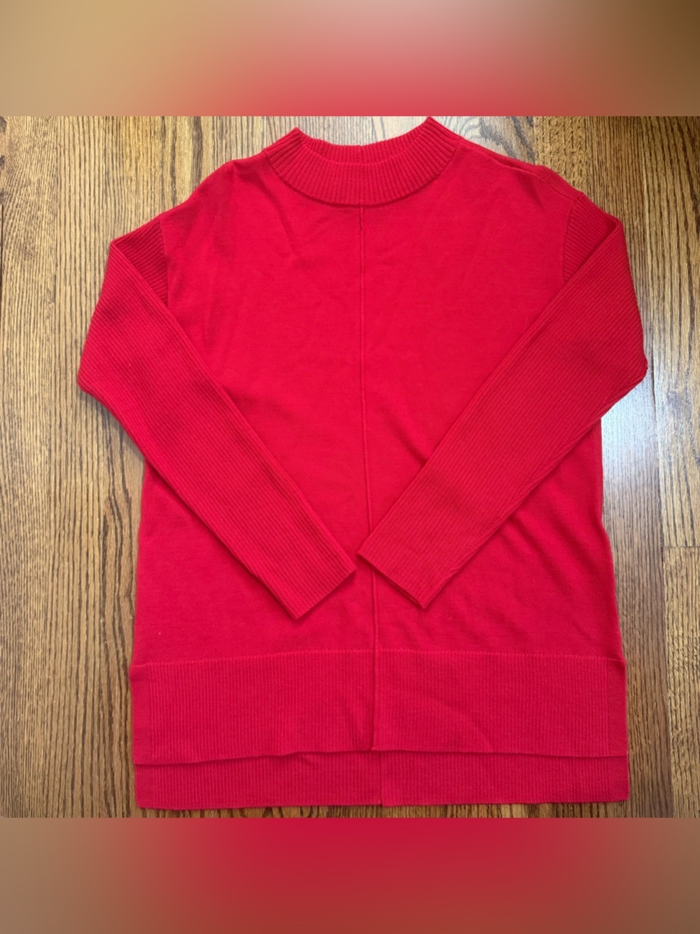 Talbots Petite Mock Neck Red Merino Wool Sweater Size Small